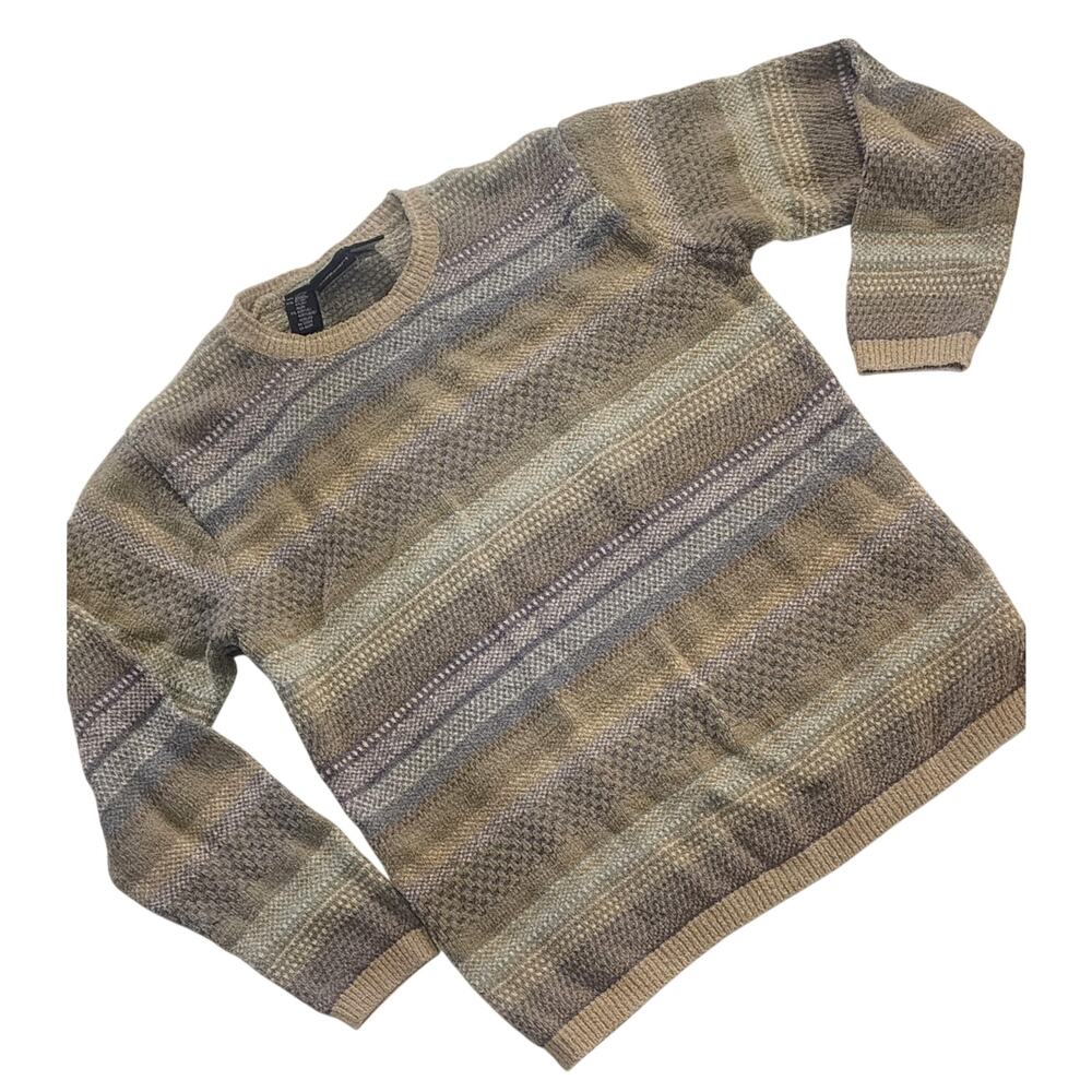 Vintage Lizsport Cable Medium Sweater, Grandpa, stripes, cotton